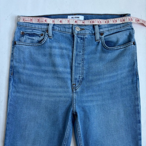 Redone 90’s High Rise Ankle Crop Button Fly Blue Denim Jeans 29 - Picture 12 of 17